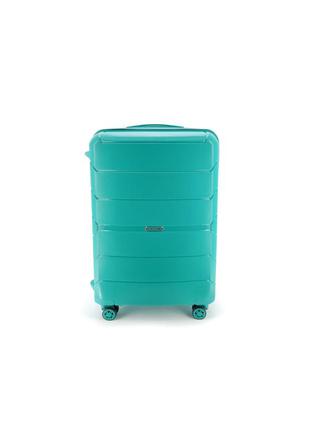 Дорожная ручная кладь чемодан mcs 366 полипропилен на 4 х двойных колесах бирюзовый1 фото