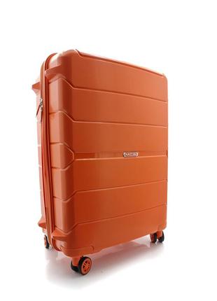 Дорожній середній валізу mcs 366 поліпропілен на 4 х подвійних колесах помаранчевий1 фото