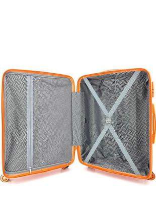 Дорожный средний чемодан mcs 366 полипропилен на 4 х двойных колесах оранжевый3 фото