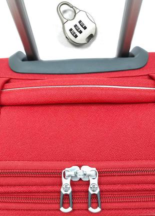 Дорожній великий чемодан тканинний ousen os1088 на 2-х колесах червоний8 фото