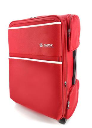 Дорожній великий чемодан тканинний ousen os1088 на 2-х колесах червоний1 фото