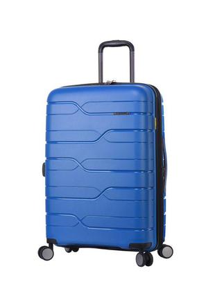 Дорожный средний полипропиленовый чемодан snowball 61303 м на 4 двойных колесах синий