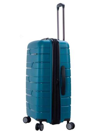 Дорожный средний полипропиленовый чемодан snowball 61303 м на 4 двойных колесах бирюзовый3 фото