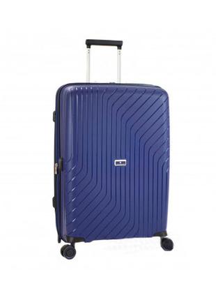 Дорожній середній поліпропіленовий валізу snowball 91403 м на 4 подвійних колесах синій