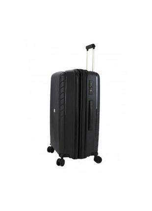 Дорожный чемодан пластиковый полипропилен snowball 91403 ручная кладь на 4 двойных колесах черный3 фото