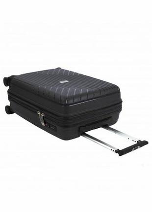 Дорожный чемодан пластиковый полипропилен snowball 91403 ручная кладь на 4 двойных колесах черный4 фото