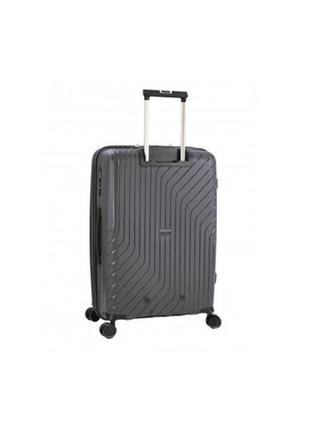 Дорожный чемодан пластиковый полипропилен snowball 91403 ручная кладь на 4 двойных колесах серый2 фото