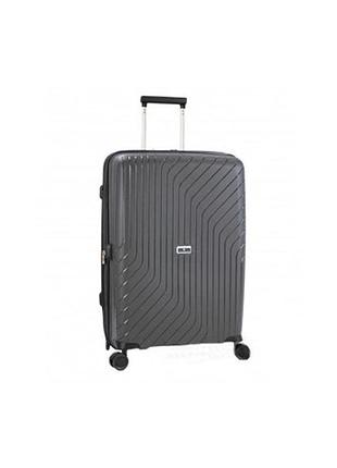 Дорожный чемодан пластиковый полипропилен snowball 91403 ручная кладь на 4 двойных колесах серый