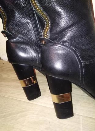 Сапоги ботфорты на каблуке чёрного цвета кожаные mallanee5 фото