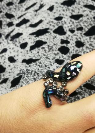 Кольцо змея перламутр радуга