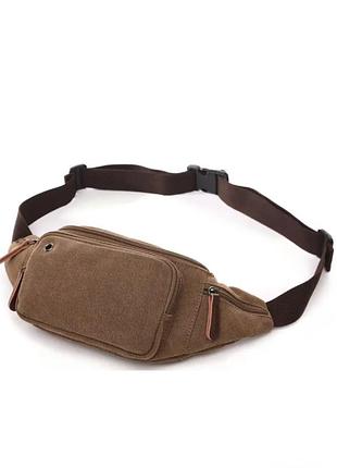 Сумка на пояс текстильна коричнева
