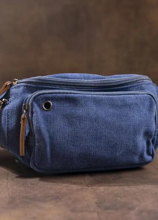 Поясная сумка синяя текстильная1 фото