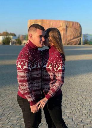 Лучшая цена!!! новогодний свитер с оленями, водолазка новогодняя