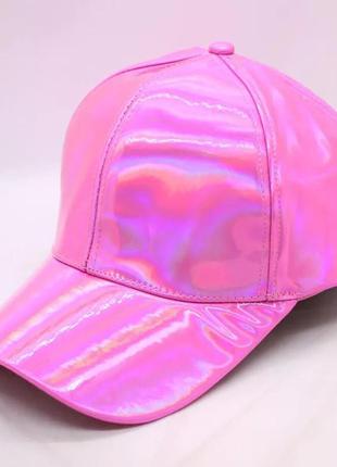 Кепка бейсболка блискуча голограма рожева, унісекс