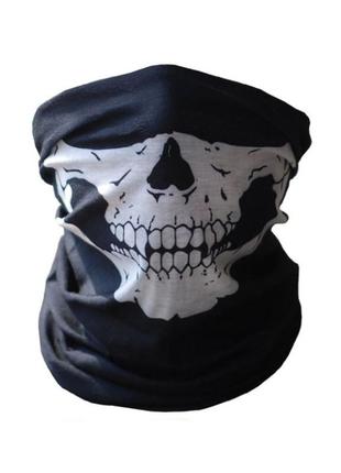 Бафф маска с рисунком черепа (челюсть) белая 1, унисекс1 фото
