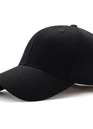 Кепка бейсболка однотонная черная, унисекс