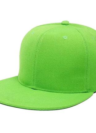 Кепка снепбек однотонная с прямым козырьком салатовая, унисекс