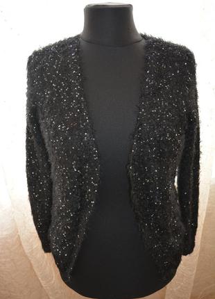 Ошатний казковий теплий кардиган, травичка, паєтки