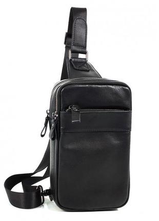Мужская сумка  рюкзак слинг через грудь на спину натуральная кожа1 фото