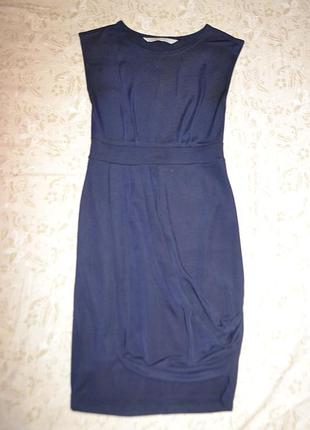 Темно-синее платье zara с красивой драпировкой