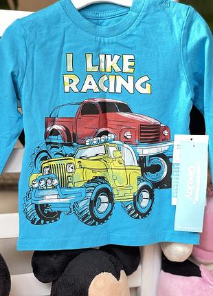 Джемпер голубой с машинками 6-12 мес, 74-80 см gee jay gloria jeans