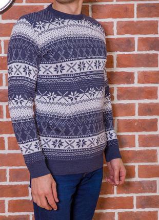 Блакитний светр новорічний зима кольору унісекс - m l xl 46 48