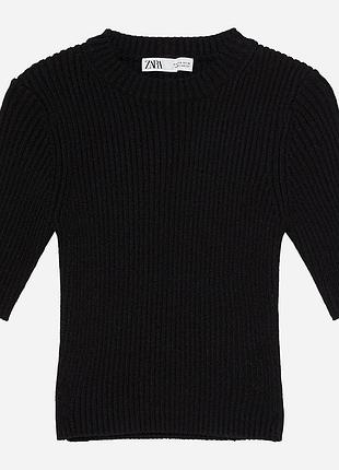Zara теплый гольф в рубчик кроп топ вискоза водолазка 2