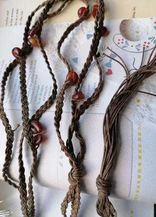 Пояс, колье, плетение с натуральным камнем, сердолик5 фото