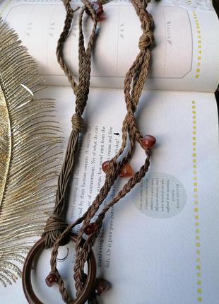 Пояс, колье, плетение с натуральным камнем, сердолик1 фото