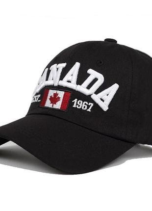 Кепка бейсболка canada (канада) с изогнутым козырьком черная, унисекс wuke one size