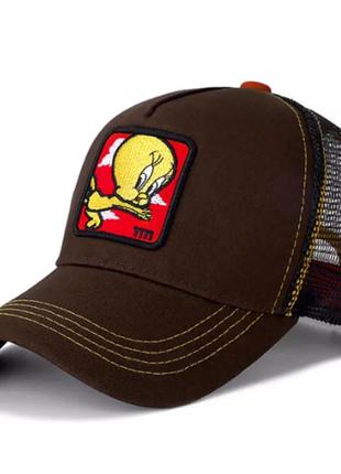 Кепка тракер приключения багз банни, даффи дак, looney tunes (луни тюнс) с сеточкой твити, унисекс