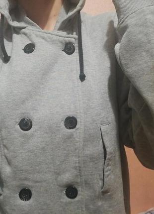 Кофта куртка ветровка чоловіча кардиган светр спортивная с капюшоном мужская серая хлопок спортивная на пуговицах хл6 фото