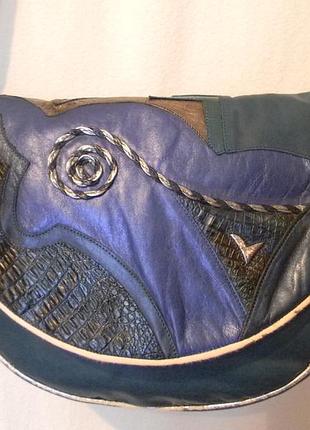 Шкіряна сумка зі вставками