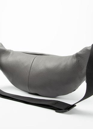 Кожаная сумка на пояс g-savor цвет серый3 фото