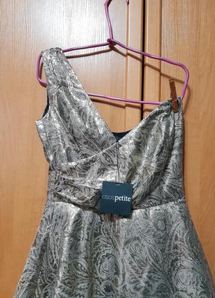 Стильное нарядное бежево-золотистое платье, короткое платье на одно плечо с подьюбником, сукня3 фото