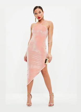 Платье розовое 💖бархат miss guided размер м