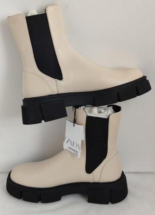 Шкіряні черевики челсі zara