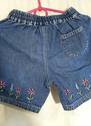 Детские джинсовые шорты с вышивкой на девочку 2-3 года 100% коттон6 фото