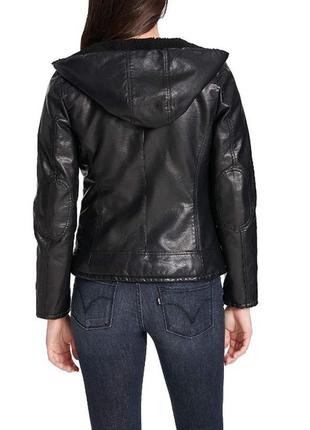 Levi's women's faux-leather hooded moto jacket куртка байкер эко-кожа утепленная оригинал l2 фото