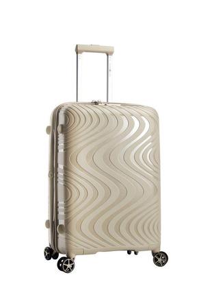 Дорожный средний чемодан snowball 04303 м на 4 двойных колесах бежевый