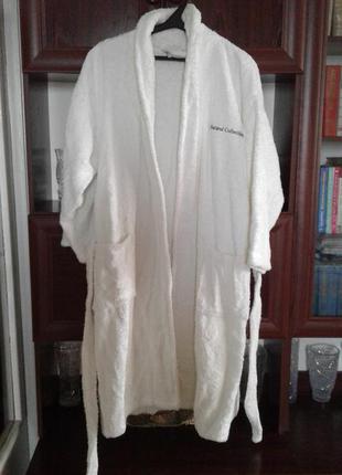 Белоснежный махровый халат мужской на запах с поясом dunelm mill турция1 фото