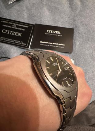 Часы мужские титановый браслет eco drive / citizen8 фото