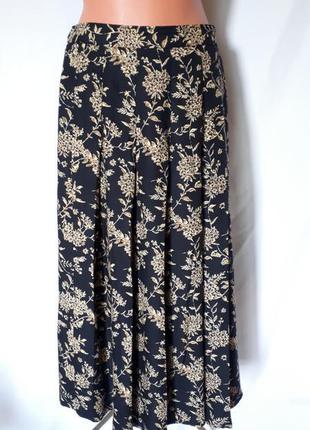 Винтажная юбка с высокой посадкой в складки m&s (размер 10-12)2 фото