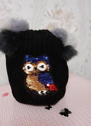 Шапка на флісі паєтки перевертиши нові багато видів