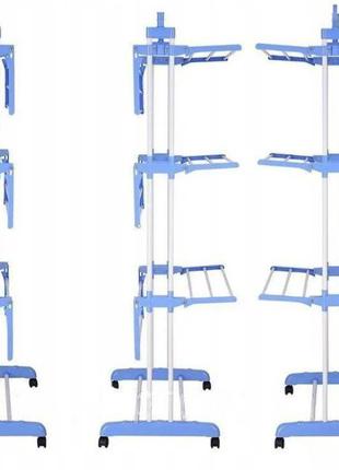 Многоярусная вертикальная сушилка напольная garment rack with wheels  из нержавейки bf5 фото