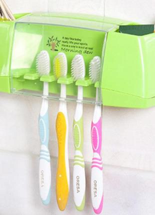 Підставка для зубних щіток і пасти органайзер тримач для зубних щіток morning dew салатовий bf3 фото