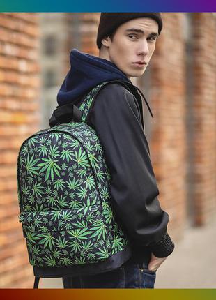Мужской рюкзак спортивный городской для тренировок в стиле casual кэжуал с принтом конопля cannabis