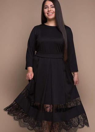 Нарядное платье с французским кружевом флоренс черное