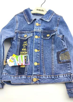 Детская куртка 5, 6, 7 лет турция джинсовая для мальчика синяя (кдма2)