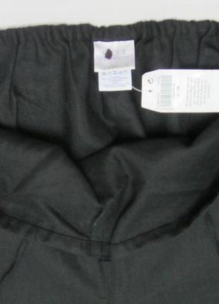 Брюки летние черные для беременных 52% лён next размер 12 (м) штаны укороченные кюлоты5 фото